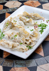 Ravioli with foie gras and porcini mushrooms