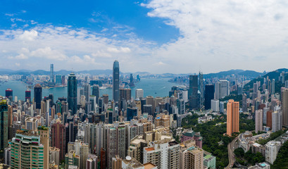 Fototapeta na wymiar Top view of Hong Kong skyline