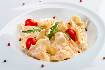 Ravioli with norwegian salmon and shrimp