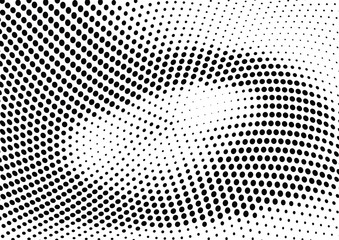 Abstract halftone wave dotted background. Halftone twisted grunge pattern, dot, circle.  Vector modern optical halftone pop art texture for poster, business card, cover, label mock-up, sticker layout
