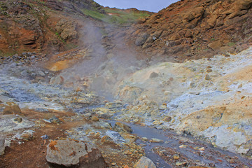 Impressive hot pool from seltun in iceland