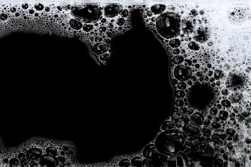 Air bubbles in the water background.Top view