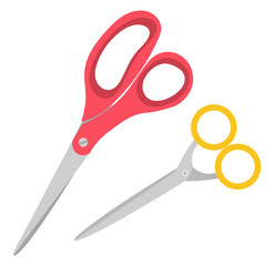 Scissors or cutting tool, school stationery supply vector. Pupils art lesson equipment, cut paper, sharp instrument with handles, schoolbag item, education. Office object