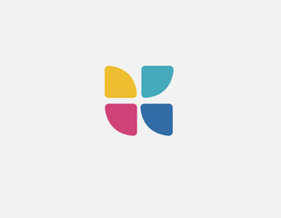 Creative bright multi-colored logo sign letter K of four elements for company