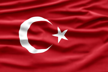 Turkey National Holiday. Turkish Flag background with half moon, star and national colors.