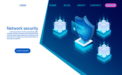 Network data security concept. data processing protection. digital information. flat isometric vector illustration