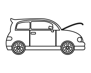 car with open bonnet mechanic icon