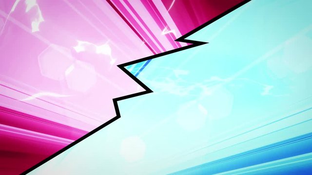 Comic Book Action Layout Background With Power Fx/ 4k animation of a powerful comics like page layout background with halftone dots and dynamic action speed sunbeams effects