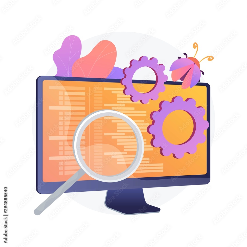 Poster bug fixing and software testing. computer virus searching tool. devops, web optimization, antivirus 