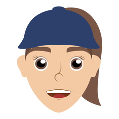 young woman female with sport cap head character