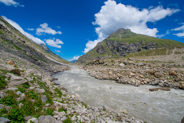 flash flood in the himalayan mountains