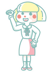 拳を挙げる女の子