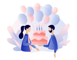 Happy birthday concept. Modern flat cartoon style. Vector illustration