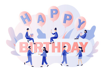 Happy birthday concept. Modern flat cartoon style. Vector illustration