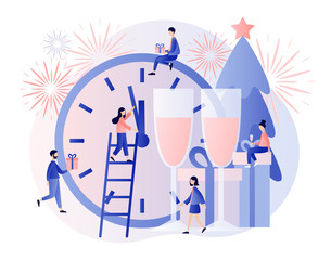 Happy New Year. Winter Holidays concept. Modern flat cartoon style. Vector illustration