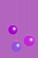 Christmas card.Christmas balls on pink background.