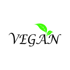 Vegan lettering food design for label, logo, icon, badge, sticker, prints, banner or other uses. 