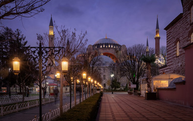 Fototapeta na wymiar Beautiful evening view on Hagia Sophia in Istanbul