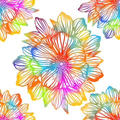 The seamless background is beautiful graphic flowers. Vector illustration