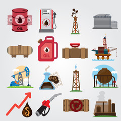 The oil industry set of logos on a white background