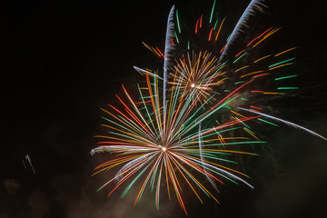 Colorful fireworks against the backdrop of the night sky, Vittorio Veneto, Italy