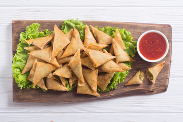 Traditional asian vegetarian food samosa