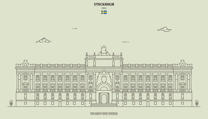 Parliament house (Riksdag) in Stockholm, Sweden. Landmark icon