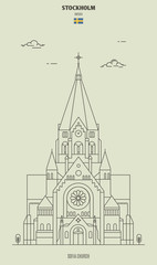 Sofia Church in Stockholm, Sweden. Landmark icon