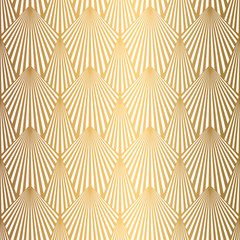 Art Deco Pattern. Seamless white and gold background
