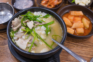 Pork and Rice Soup (Dwaeji-gukbap), famous dish in Busan, Korean food.