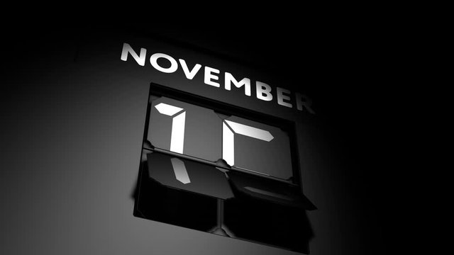 November 15 date. digital calendar change to November 15 animation