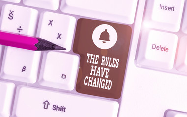 Conceptual hand writing showing The Rules Have Changed. Concept meaning the agreement or Policy has...