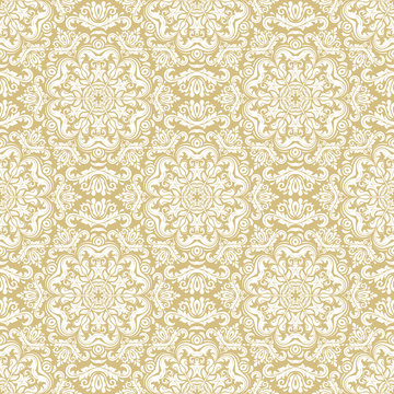 Orient classic pattern. Seamless abstract background with vintage elements. Orient background. Golden and white ornament for wallpaper and packaging