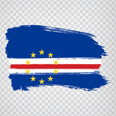 Fototapeta premium Flag Republic of Cape Verde from brush strokes. Flag Cape Verde on transparent background for your web site design, logo, app, UI. Africa. Stock vector. EPS10.