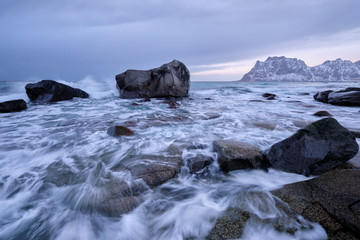Beach of fjord in Norway