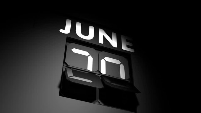 June 28 date. digital calendar change to June 28 animation