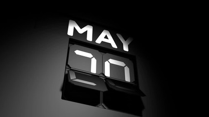 May 28 date. digital calendar change to May 28 animation