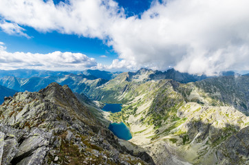 High Tatras ridges in Poland and Slovakia. View from Koprovsky Peak over Tatry mountain range