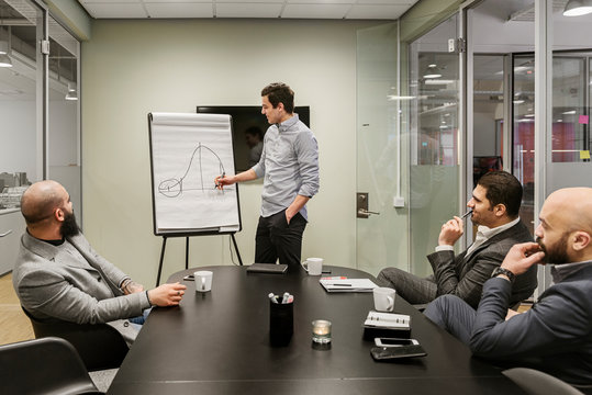 Men during business meeting