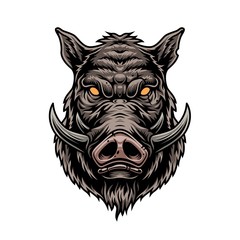 Cruel wild boar colorful vintage template