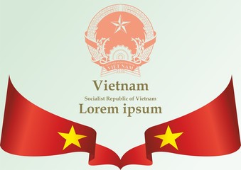 Flag of Vietnam, Socialist Republic of Vietnam, template for award design, an official document with the flag of the Socialist Republic Of Vietnam. Bright, colorful vector illustration
