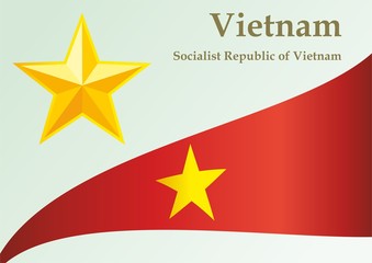 Obraz premium Flag of Vietnam, Socialist Republic of Vietnam, template for award design, an official document with the flag of the Socialist Republic Of Vietnam. Bright, colorful vector illustration