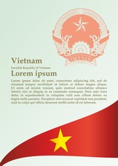 Flag of Vietnam, Socialist Republic of Vietnam, template for award design, an official document with the flag of the Socialist Republic Of Vietnam. Bright, colorful vector illustration