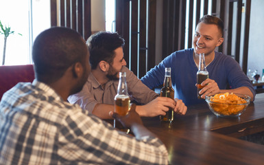Meeting With Best Friends. Men Resting In Bar