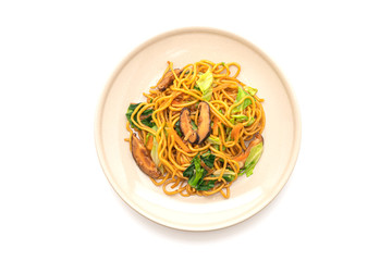 yakisoba noodles stir-fried with vegetable - vegan and vegetarian food