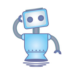 robot floating cyborg isolated icon