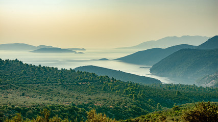 Morning View over the agean Sea in Southern Peleponnes, Greece