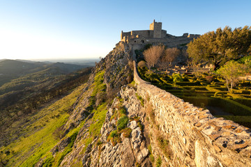 Village of Marvao and castle on top of a mountain in Portugal