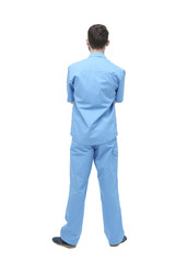 Fototapeta premium rear view. male surgeon looking at copy space
