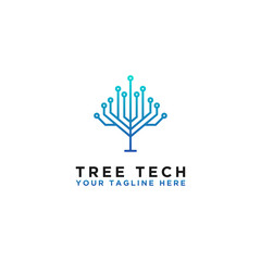 tree logo technology concepts, network design Vector technology.